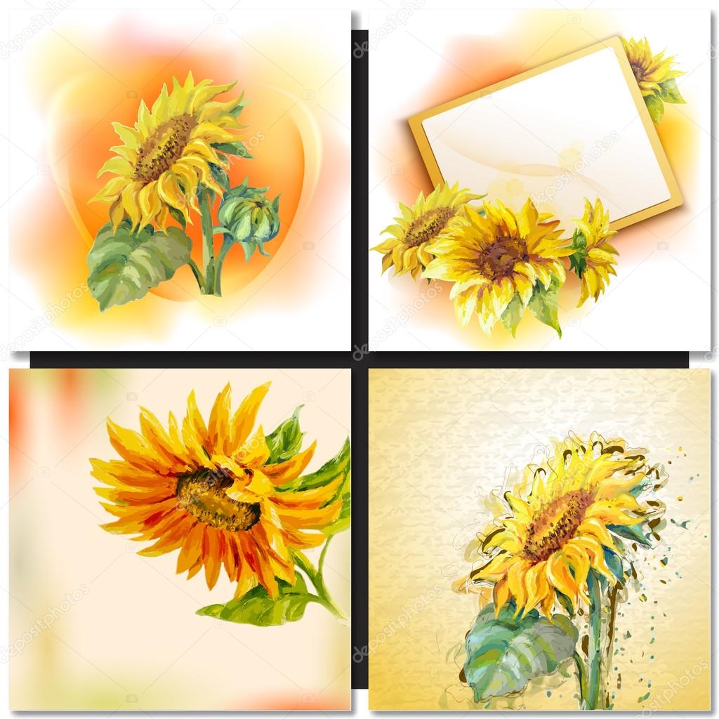 Oil painting. Sunflower