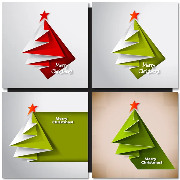 Kerstboom kaart. vector origami — Stockvector