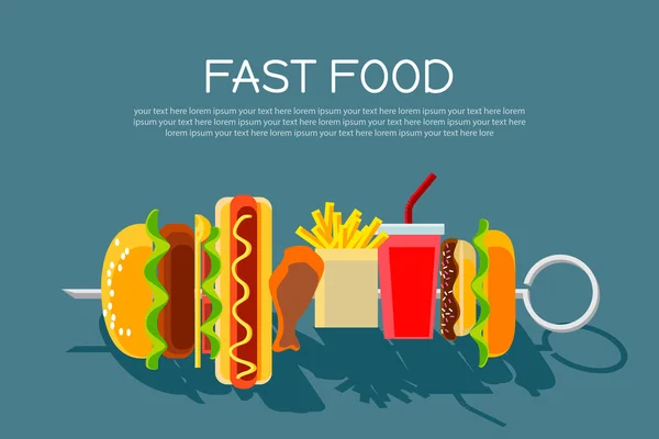 Banner conceito fast food — Vetor de Stock