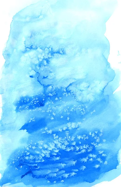 Modré Vánoce akvarel zázemí s sněhové vločky — Stock fotografie