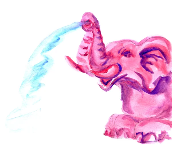 Elefante rosa dibujado a mano . — Foto de Stock
