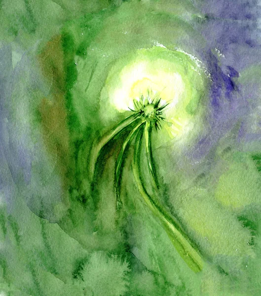 Watercolor background with dandelions