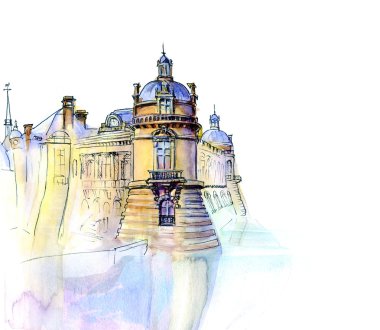 Eski Fransız Şatosu kroki el yapımı