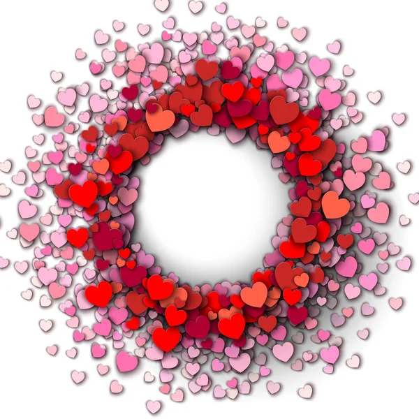 Червоні серця кругла рамка — стоковий вектор