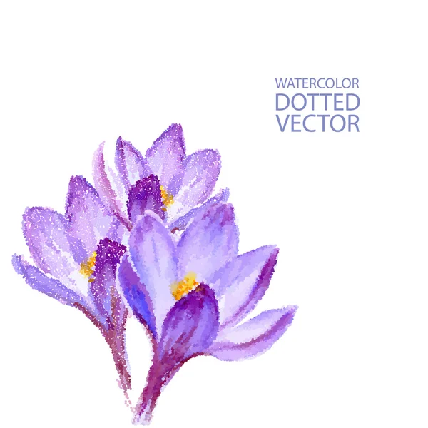 Acquerello punteggiato vettoriale fiori viola — Vettoriale Stock