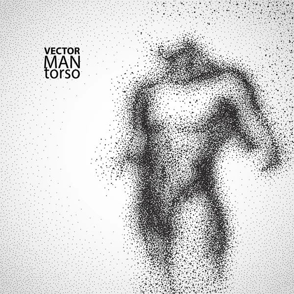 Torso de homem. Desenho gráfico com partículas pretas —  Vetores de Stock