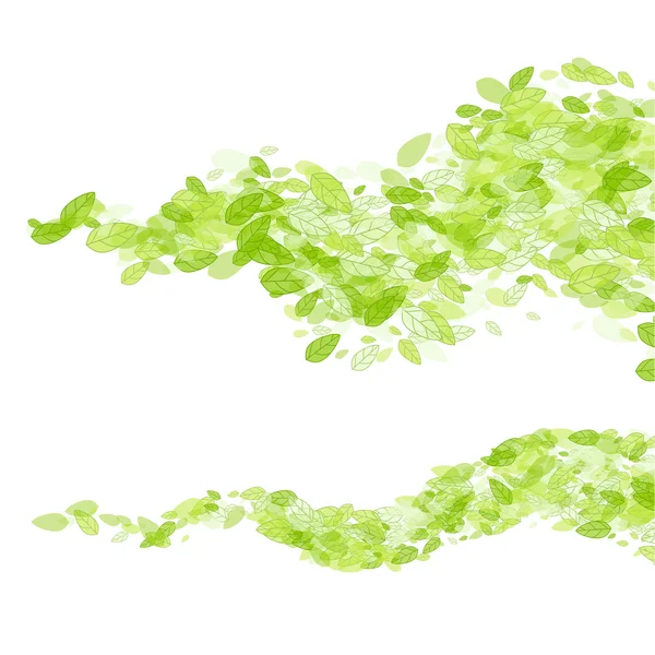 Vector green leaf wave background — Stock Vector