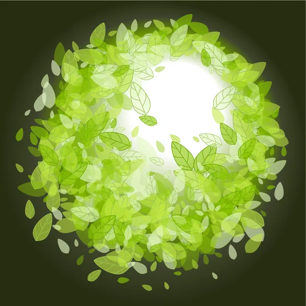 Grüne Blätter runden Rahmen — Stockvektor