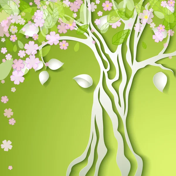 Ilustración vectorial con árbol de primavera estilizado — Vector de stock