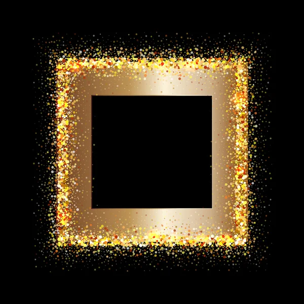 Marco dorado sobre fondo negro — Archivo Imágenes Vectoriales