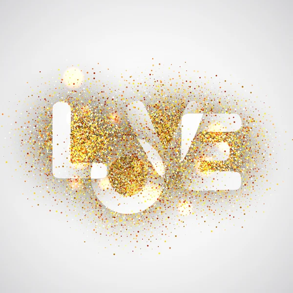 AMOR, letras de oro. Elegante ilustración de fondo vectorial con textura de brillo dorado . — Vector de stock