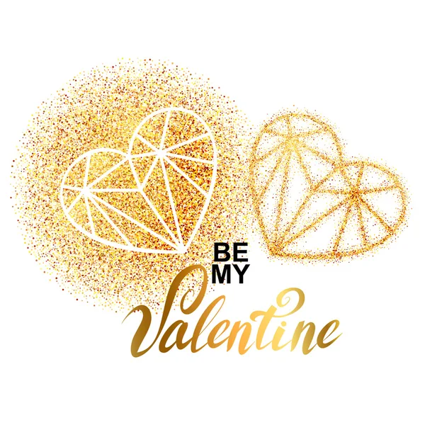 Valentinstag Gold Grußkarte — Stockvektor