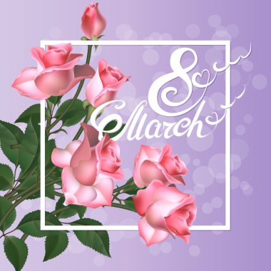 Vektör pembe Gül çerçeve