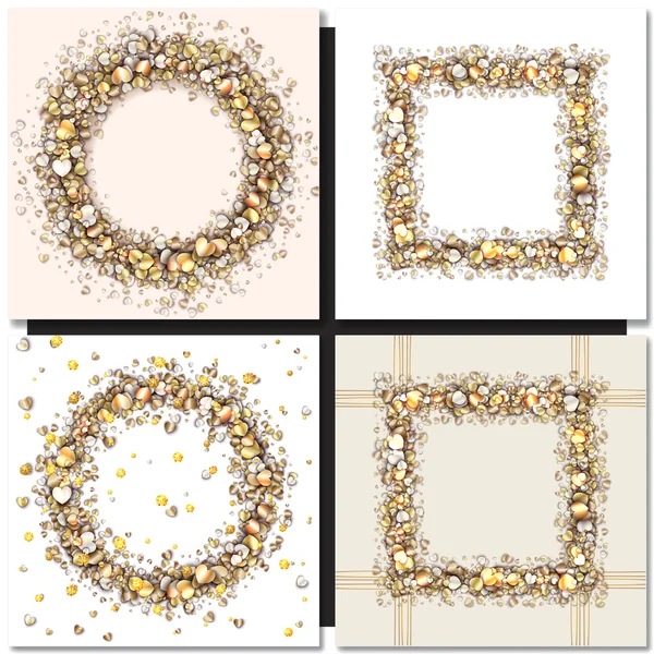 Conjunto de molduras quadradas douradas em fundo preto —  Vetores de Stock