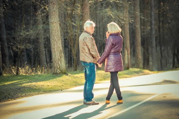 Bejaarde echtpaar buitenshuis — Stockfoto