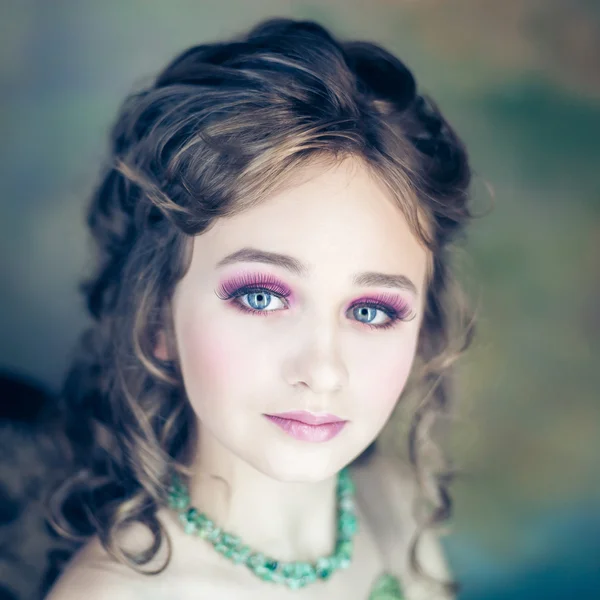 Little girl with beautiful makeup — Stock Photo, Image