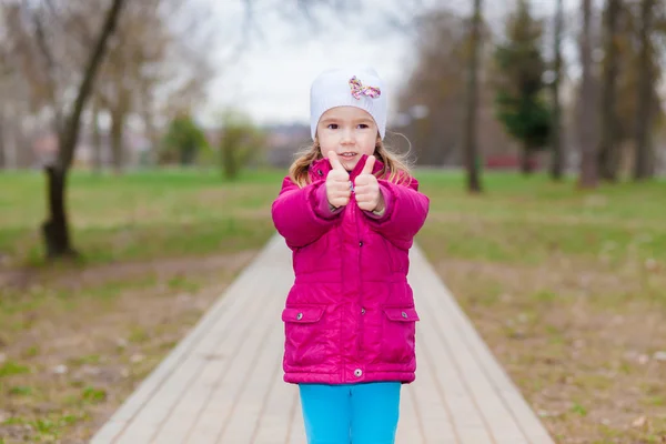 Ggirl showing thumbs up — Stock Photo, Image