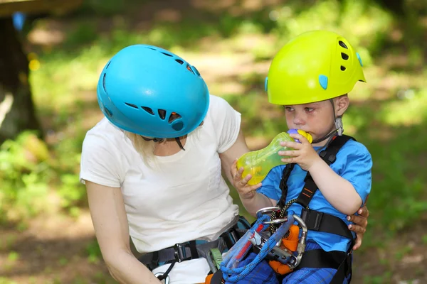 Mom and son in special outfit — Stock Photo, Image