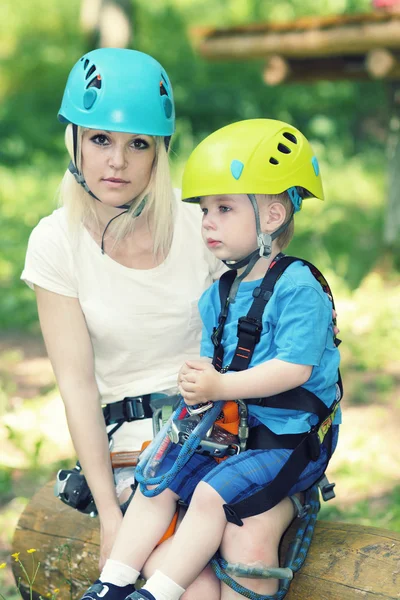 Mom and son in special outfit — Stock Photo, Image