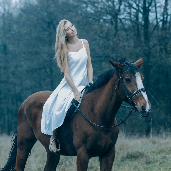 Young beautiful woman with horse — Stock Photo © BestPhotoStudio #6084854