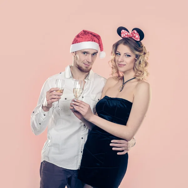 Couple celebrate Christmas — Stock Photo, Image