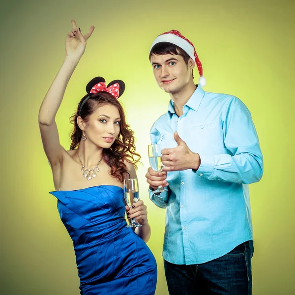 Couple of lovers  celebrate Christmas — Stock Photo, Image