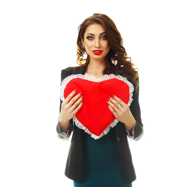 Joyful Girl with Valentine Heart — Stock Photo, Image