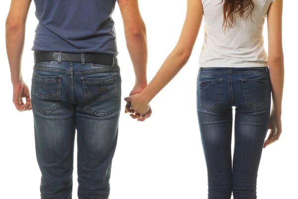 Lyckligt par håller varandra i handen — Stockfoto