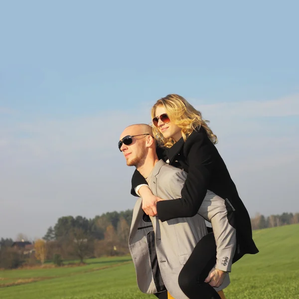 Emotional and crazy couple having fun — Stock Photo, Image