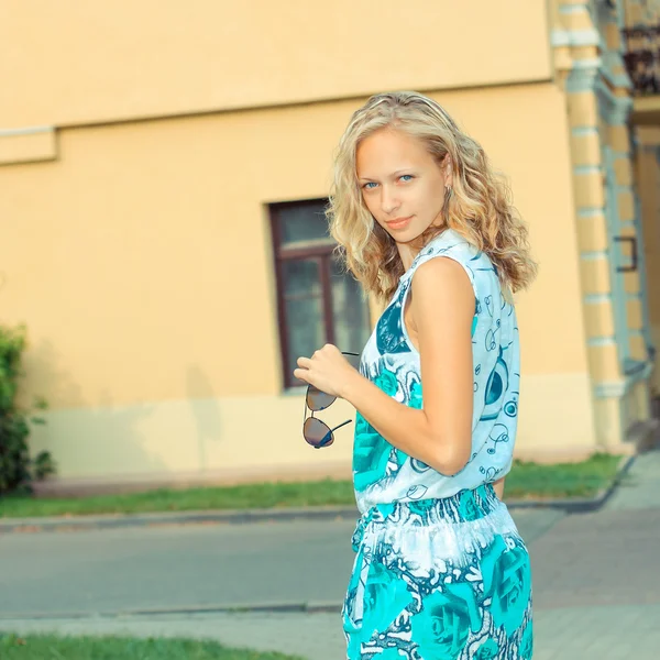 Cheerful pleasant blonde girl — Stock Photo, Image