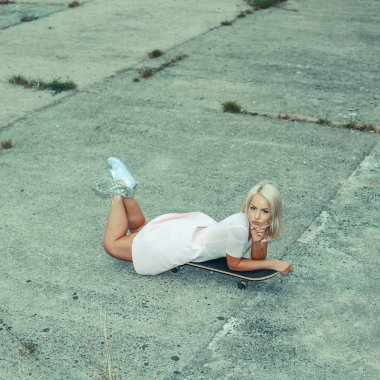girl having fun on a skateboard
