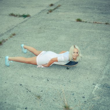 girl having fun on a skateboard