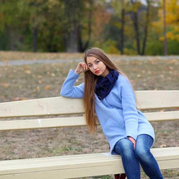 Mooi meisje op een koude winderige dag — Stockfoto