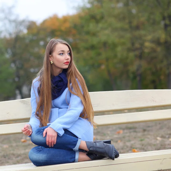 Beautiful girl on a cold windy day — Stock Photo, Image