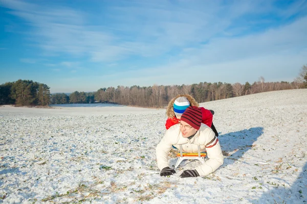 Happy family in winter — Stock Photo, Image