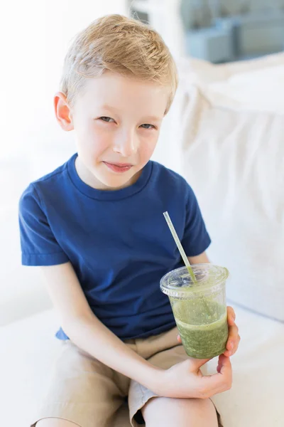 Niño disfrutando smoothie —  Fotos de Stock