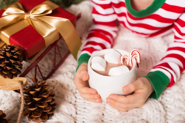 Hot chocolate at christmas time — Stock Photo, Image