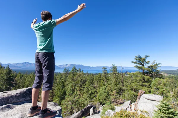 Adam Tahoe hiking — Stok fotoğraf