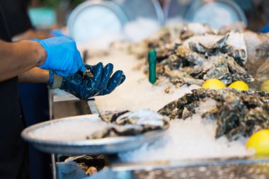istiridye shucking yakın çekim