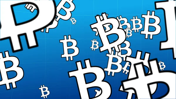 Sacco Simboli Bitcoin Nello Spazio — Foto Stock