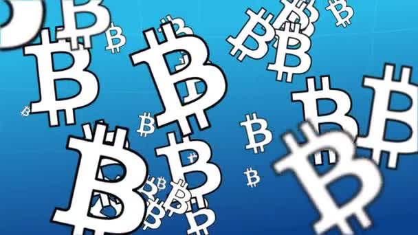 Bitcoin Moln Loopas Animation Ett Moln Bitcoin Symboler Snurrar Över — Stockvideo