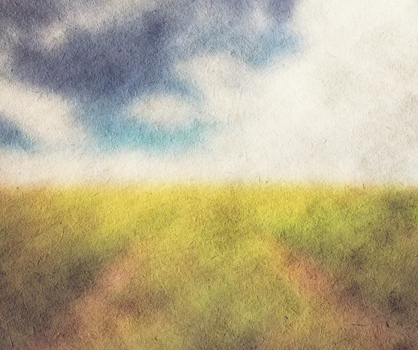Ilustracja pola i niebo — Zdjęcie stockowe
