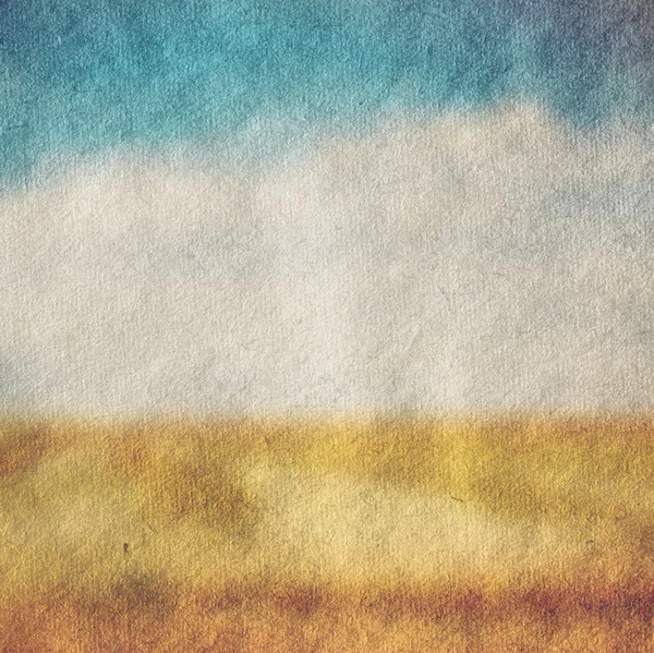 Ilustração de campo e céu — Fotografia de Stock