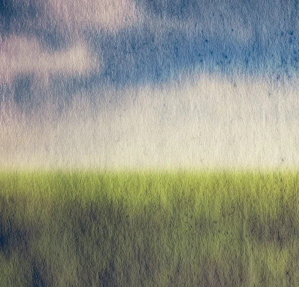 Ilustração de campo e céu — Fotografia de Stock