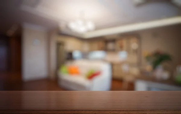 Brown wooden desk — Stock Photo, Image