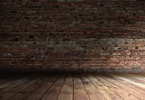 Vieja habitación con pared de ladrillo — Foto de Stock