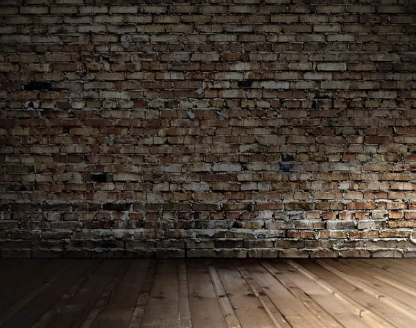 Vieja habitación con pared de ladrillo — Foto de Stock