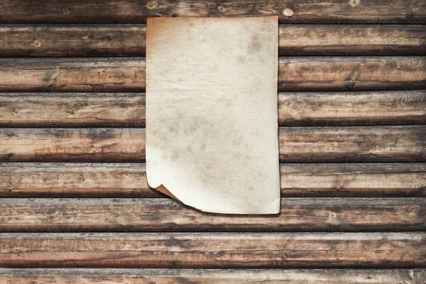 Papel Blanco Sobre Pared Madera Vieja Fondo Con Espacio Copia —  Fotos de Stock