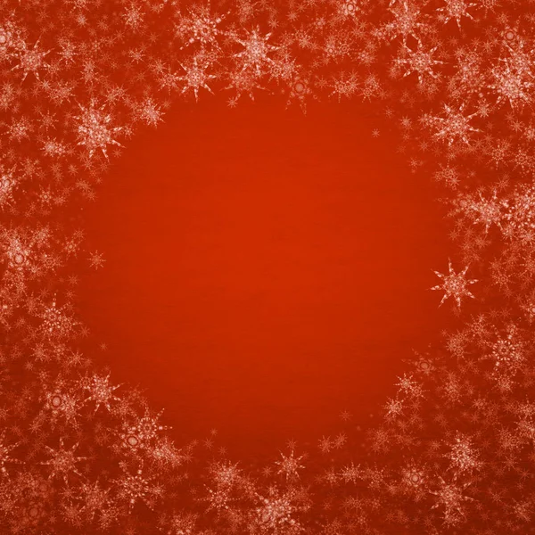Inverno Vermelho Natal Fundo Com Flocos Neve — Fotografia de Stock
