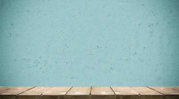 Studio Table Background Blue Wall — Stock Photo, Image